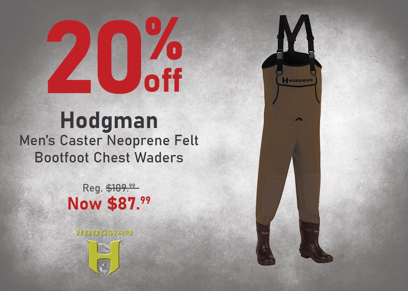 Save 20% on the Hodgman Men's Caster Neoprene Felt Bootfoot Chest Waders