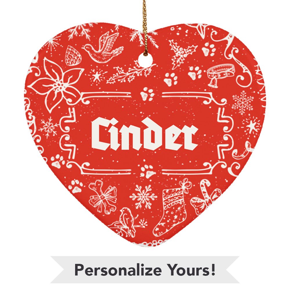 Image of Ye Olde Christmas Personalized Ceramic Heart Ornament