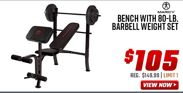 Marcy Club Bench with 80-lb. Barbell Weight Set