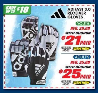 adidas Adifast 3.0 Youth or Adult's Receiver Gloves