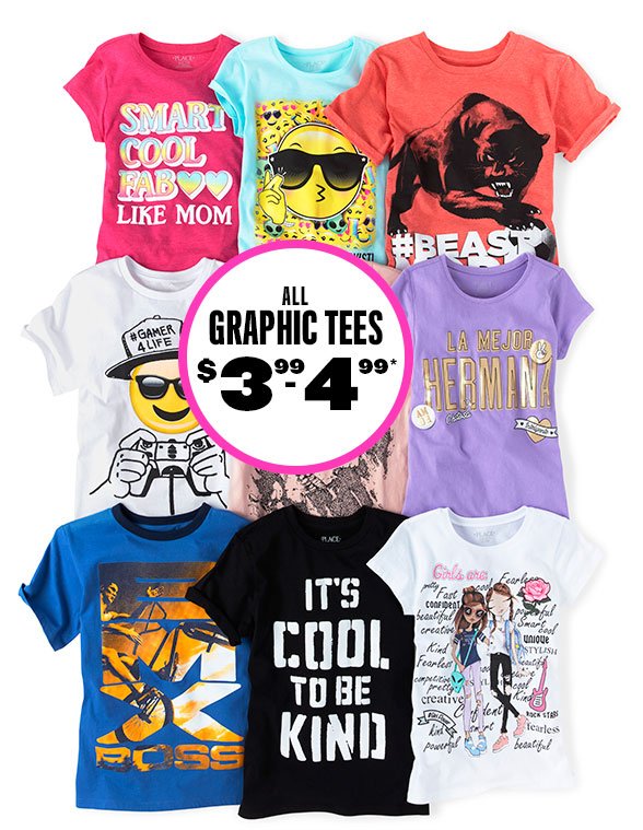 All Graphic Tees $3.99 to $4.99