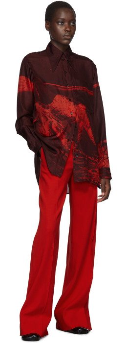 Kwaidan Editions - Red Silk Habotai 70S Collar Shirt
