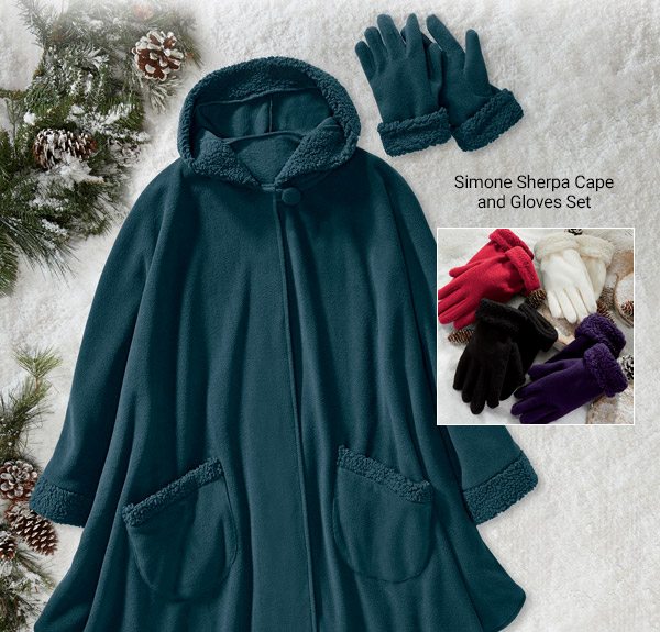 Simone Sherpa Cape and Gloves Set