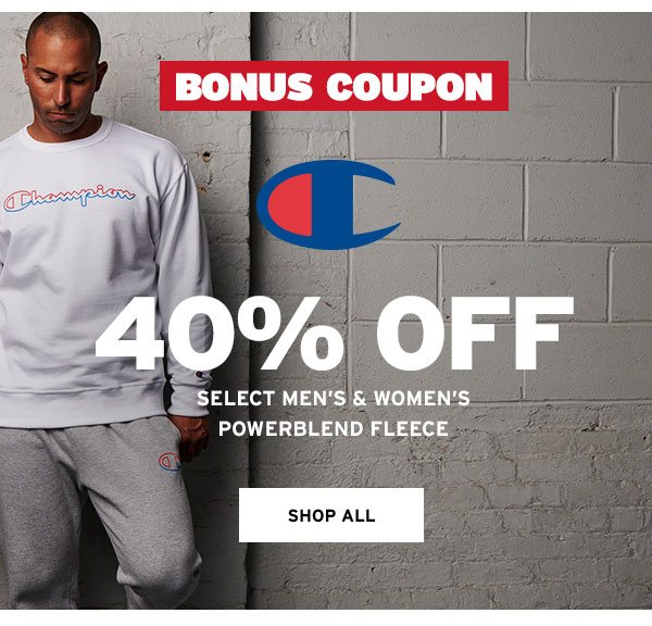 Bonus Coupon - 40% OFF Select Men's & Women's Powerblend Fleece - Click to Shop All