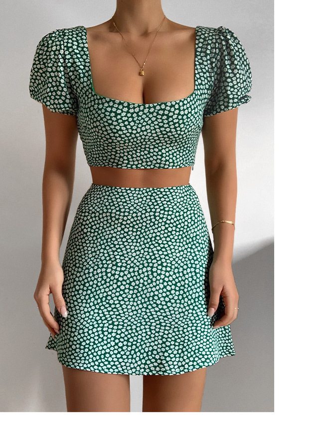 ARE YOU UP TO IT TWO PIECE SET IN GREEN FLORAL