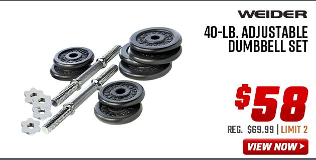 WEIDER 40-lb. Adjustable Dumbbell Set