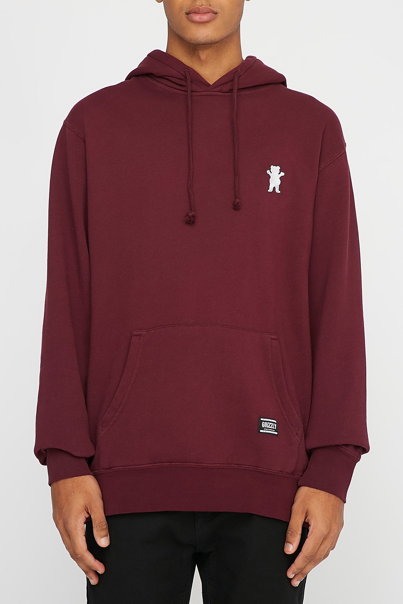 Image of Grizzly Mens Burgundy OG Bear Hoodie