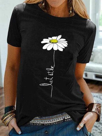 Simple Flower Embroidery T-shirt