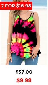 Spaghetti Strap Tie Dye Print Multi Color Camisole Top