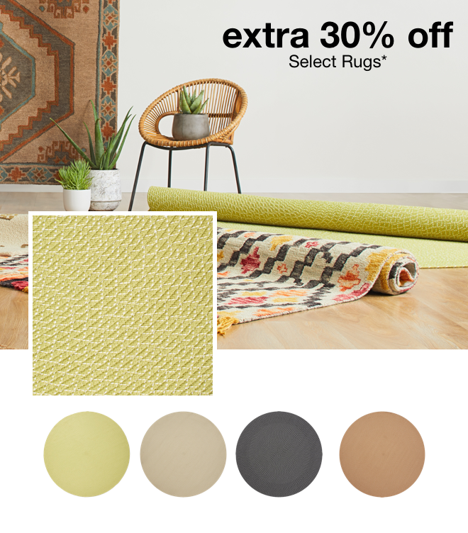 extra 30% off select rugs*