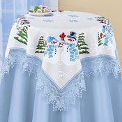 Embroidered Charming Snow Couple Lace Table Linens