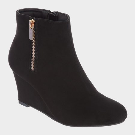 Womens Black Wedge Ankle Boots