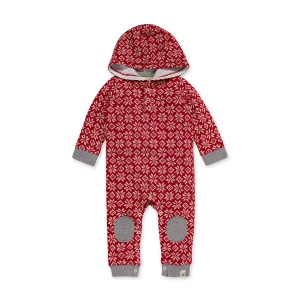 French Terry Twas the Night Fair Isle Organic Baby Hooded Jumpsuit