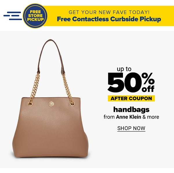 Up to 50% off handbags - after coupon - from Anne Klein & more.