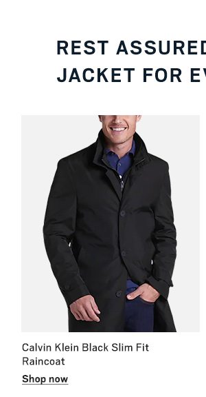 Calvin Klein Black Slim Fit Raincoat - Shop now