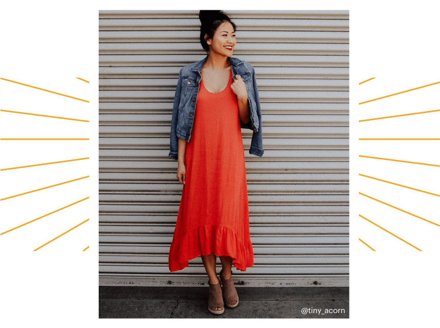 Red Dress + Denim Jacket OUTFIT 4