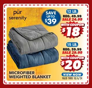 Pur Serenity Microfiber 12 lb. or 15 lb. Weighted Blanket