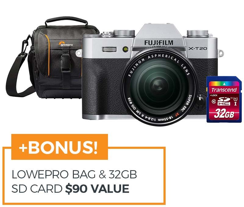 FUJIFILM X-T20 SILVER W/XF 18-55MM OIS LENS