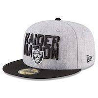 Men's Oakland Raiders New Era Heather Gray/Black 2018 NFL Draft Official On-Stage 59FIFTY Fitted Hat