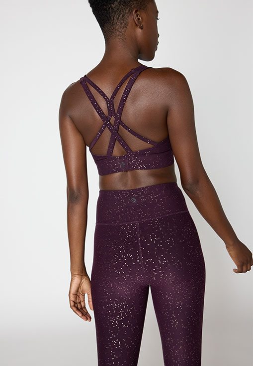 Explore Multi-Strap Glitz Print Sports Bra Peached
