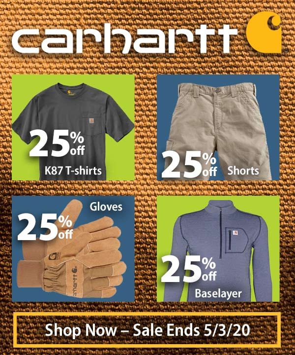 Select Carhartt up to 25% off. Shop Now - Sale Ends 5/3/20