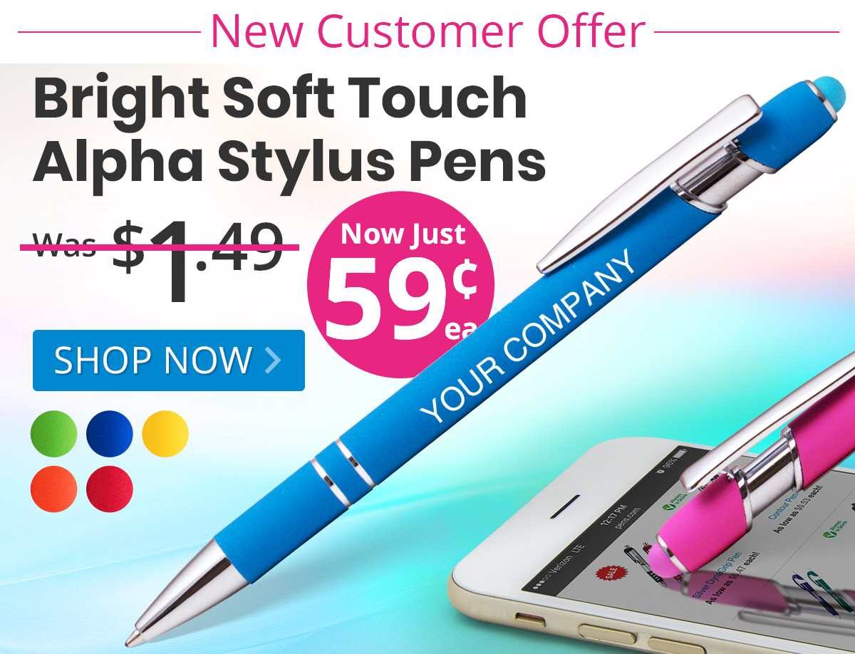 Bright Soft Touch Alpha Stylus Pens for only 59¢ each!