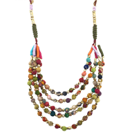 Cloth Beaded Layered Norse Necklace