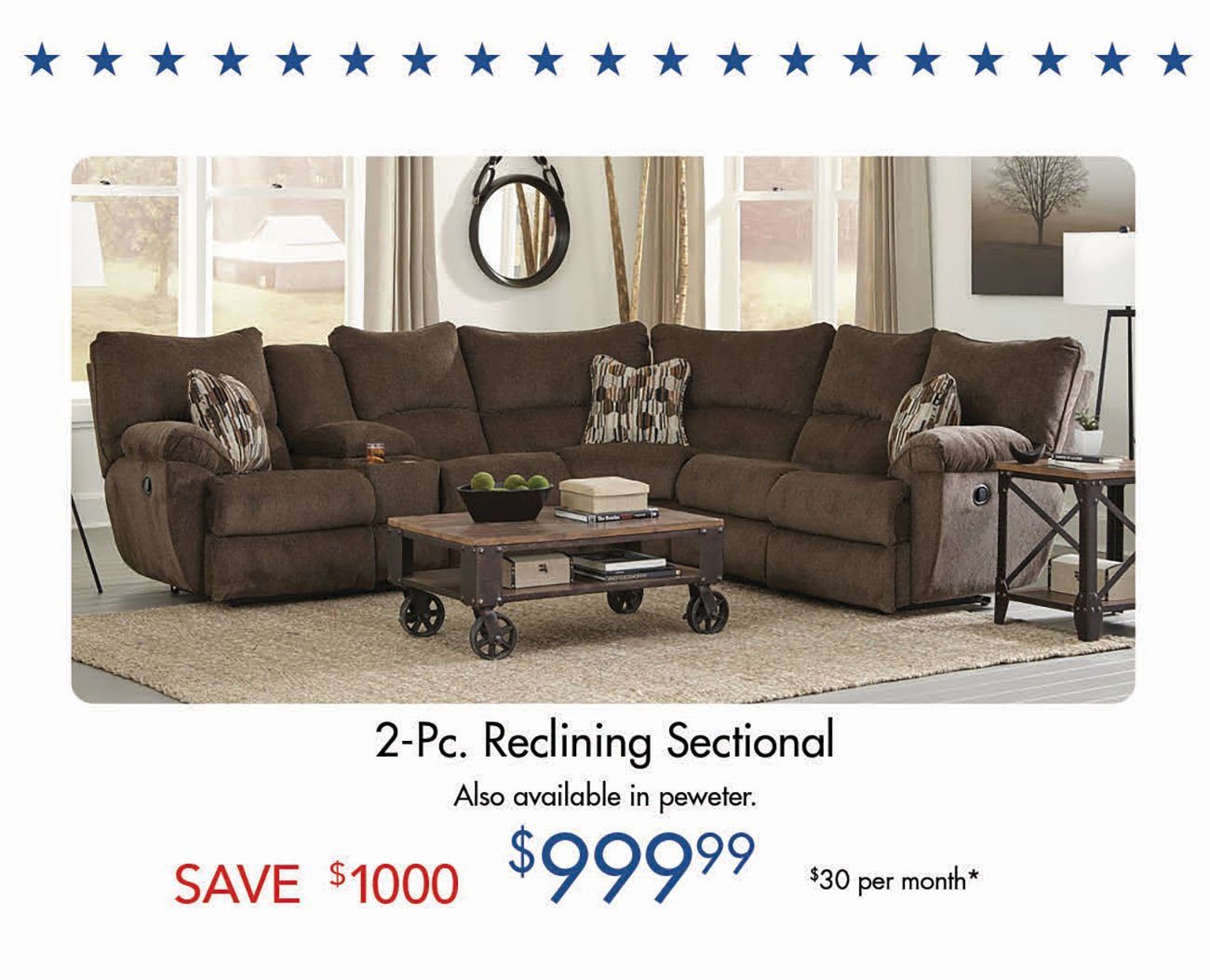 Brown-Manual-Reclining-Sectional