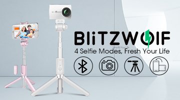 BlitzWolf BW-BS3 Sports 3 in 1 Bluetooth Tripod Selfie Stick for Sport Camera Phone Gropro