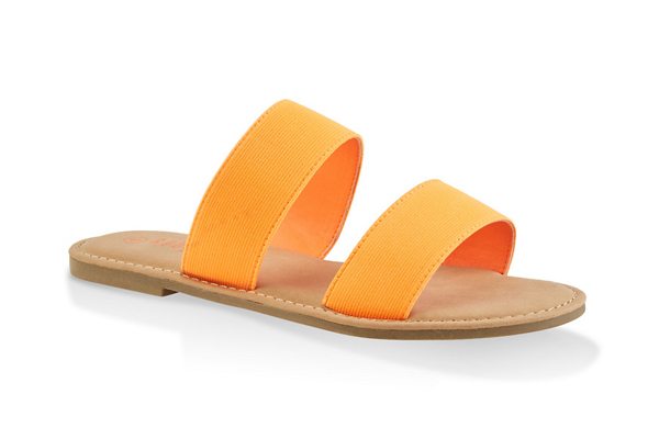 Elastic Two Band Slide Sandals