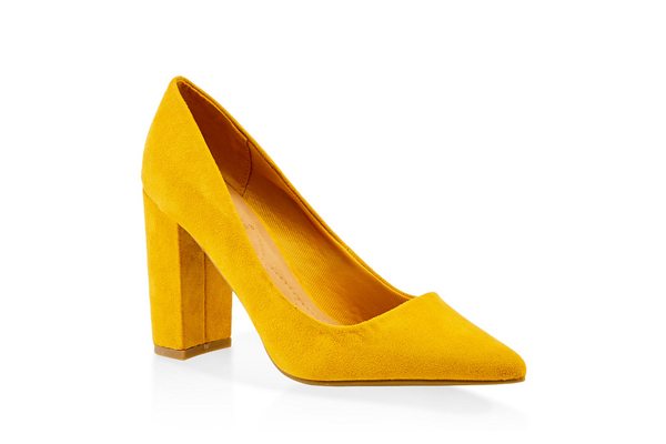 Pointed Toe Block Heel Pumps