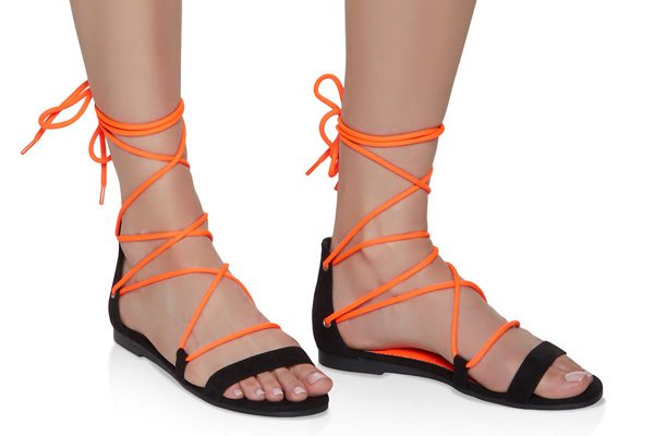 Neon Ankle Lace Up Sandals