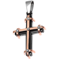 Rose Gold Banded Gothic Cross Pendant