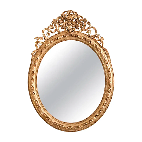 Louis XVI–Style Oval Giltwood Mirror, 1880