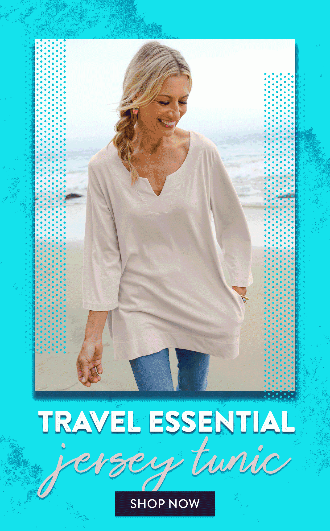 Travel essential, jersey tunic. shop now.