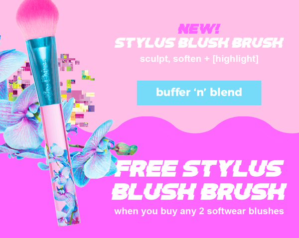 free stylus blush brush when you buy any 2 softwear blushes