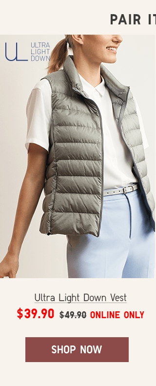 ULTRA LIGHT DOWN VEST $39.90