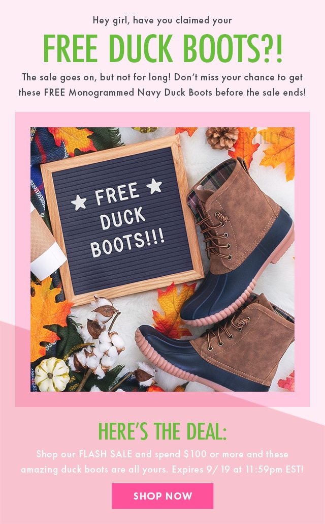 Shop Flash Sale for Free Duck Boots Now!