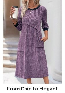 Dusty Purple Patchwork A Line Long Sleeve Dress