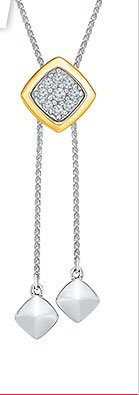 Bolo Necklace 1/8 ct tw Diamonds Sterling Silver/10K Gold