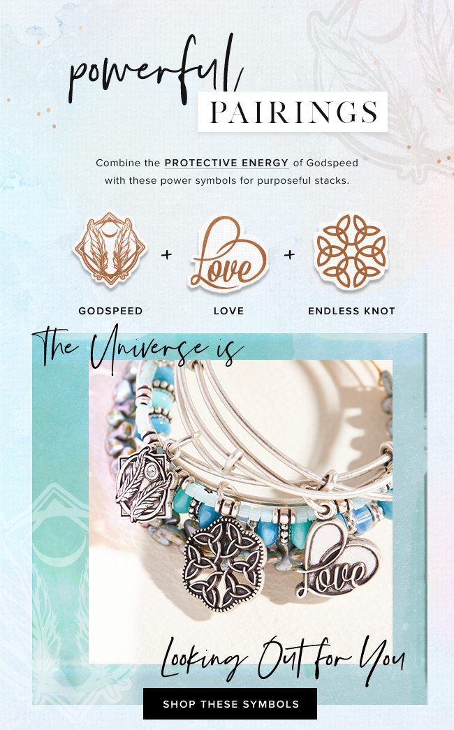 Wear Godspeed, Love, and Endless Knot together and know the universe is looking out for you. 