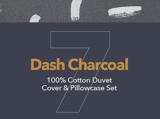 Dash Charcoal 100% Cotton Duvet Cover and Pillowcase Set