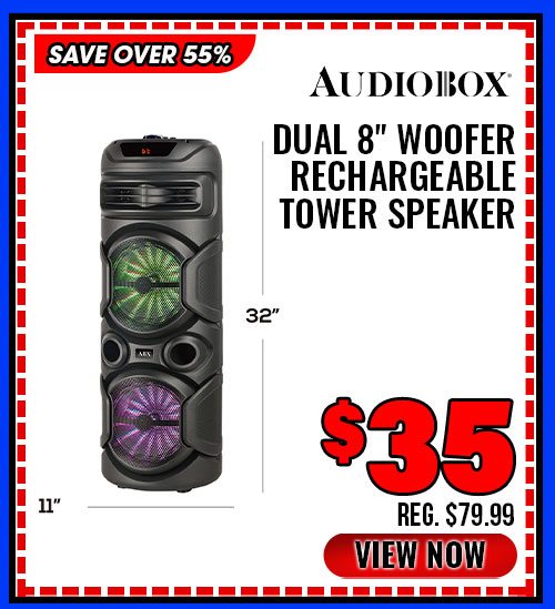 Audiobox Dual 8'' Woofer Rechargeable Tower Speaker