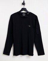Core oversize long sleeve top with arm pocket in black
