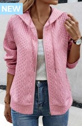 ROTITA Jacquard Pink Belted Long Sleeve Jacket