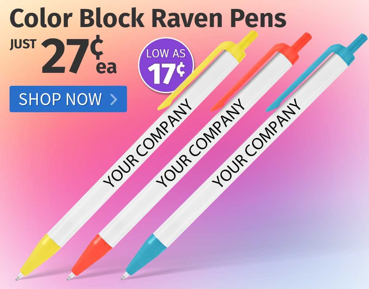 Color Block Raven Pens for only 27¢ each!