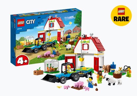 LEGO 60346 City Barn & Farm Animals Set with Tractor Toy