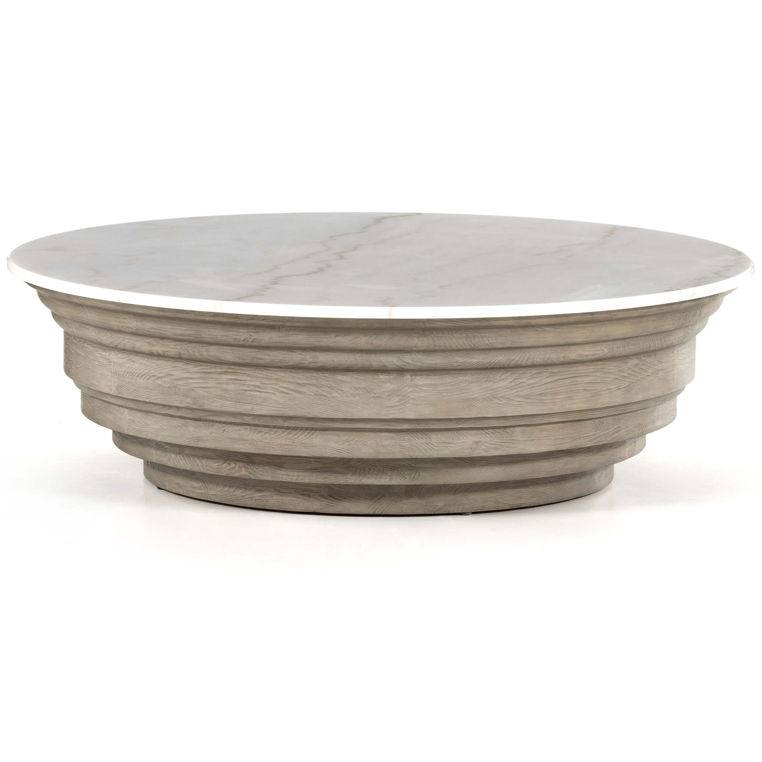 Image of Caldwell Stone Coffee Table, White Marble