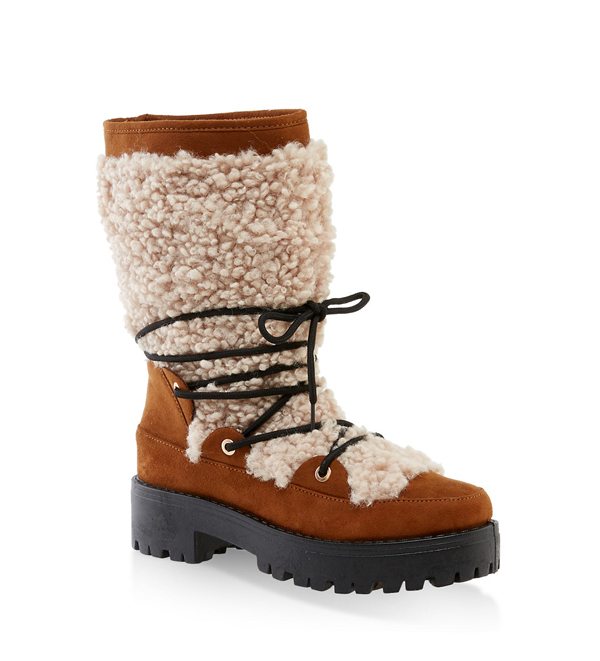 Sherpa Lace Up Boots