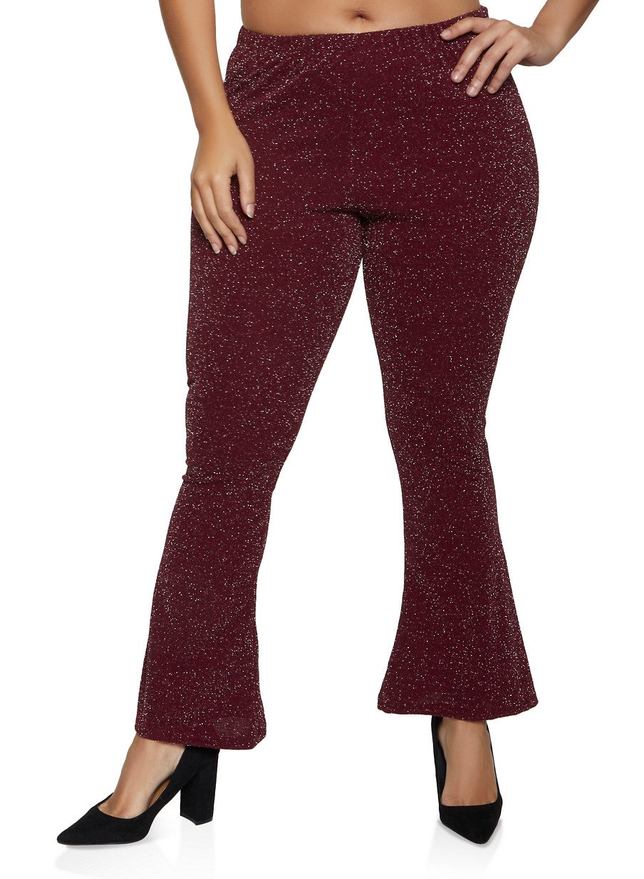 Plus Size Flared Lurex Pants